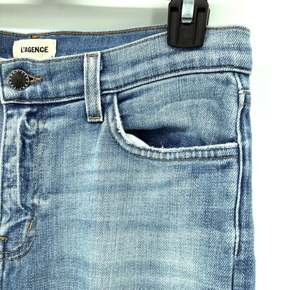 L'Agence Jeans Sz 28 El Matador Slim High Rise Ripped Distressed Raw Hem Cropped - Picture 5 of 8
